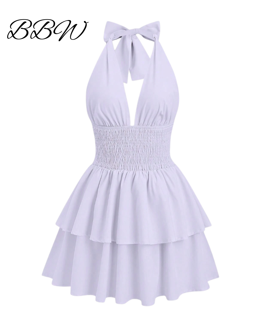 BBW Women's Sexy Fashionable Solid Color Halter Neck Black Short Dress, Summer Y2K Outfit Club Outfits Holiday Dress Women